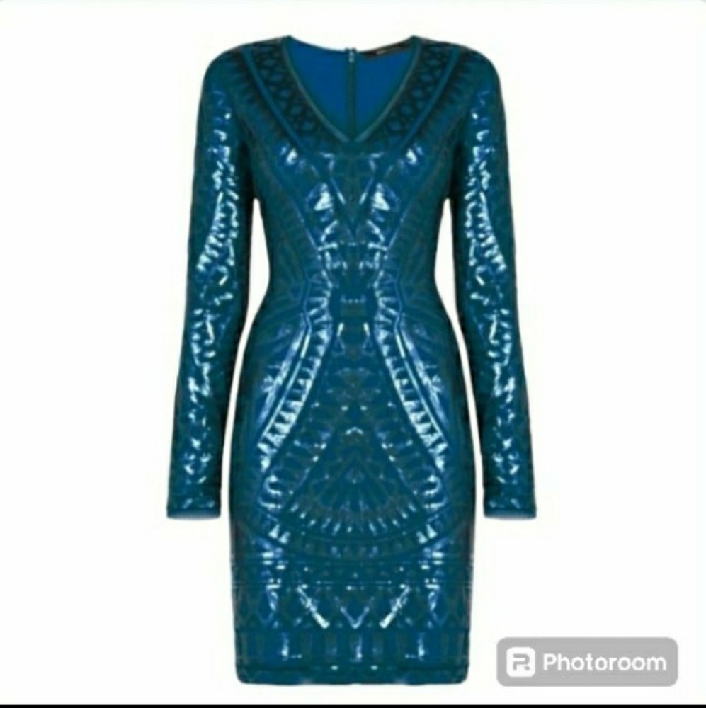 BCBGMAXAZRIA DRESS FULL SEQUIN COCKTAIL WEDDING GUEST WOMENS XXS